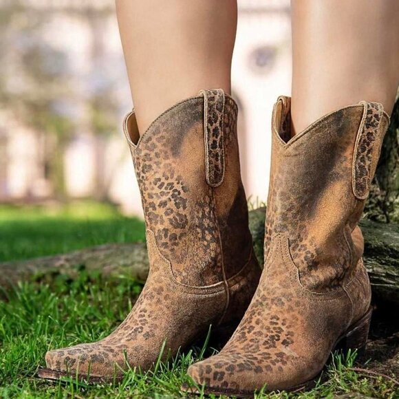 OLD GRINGO CowGirl LEOPARDITO Mid Calf Soft suede Leather Boots! 9.5B - Picture 1 of 10